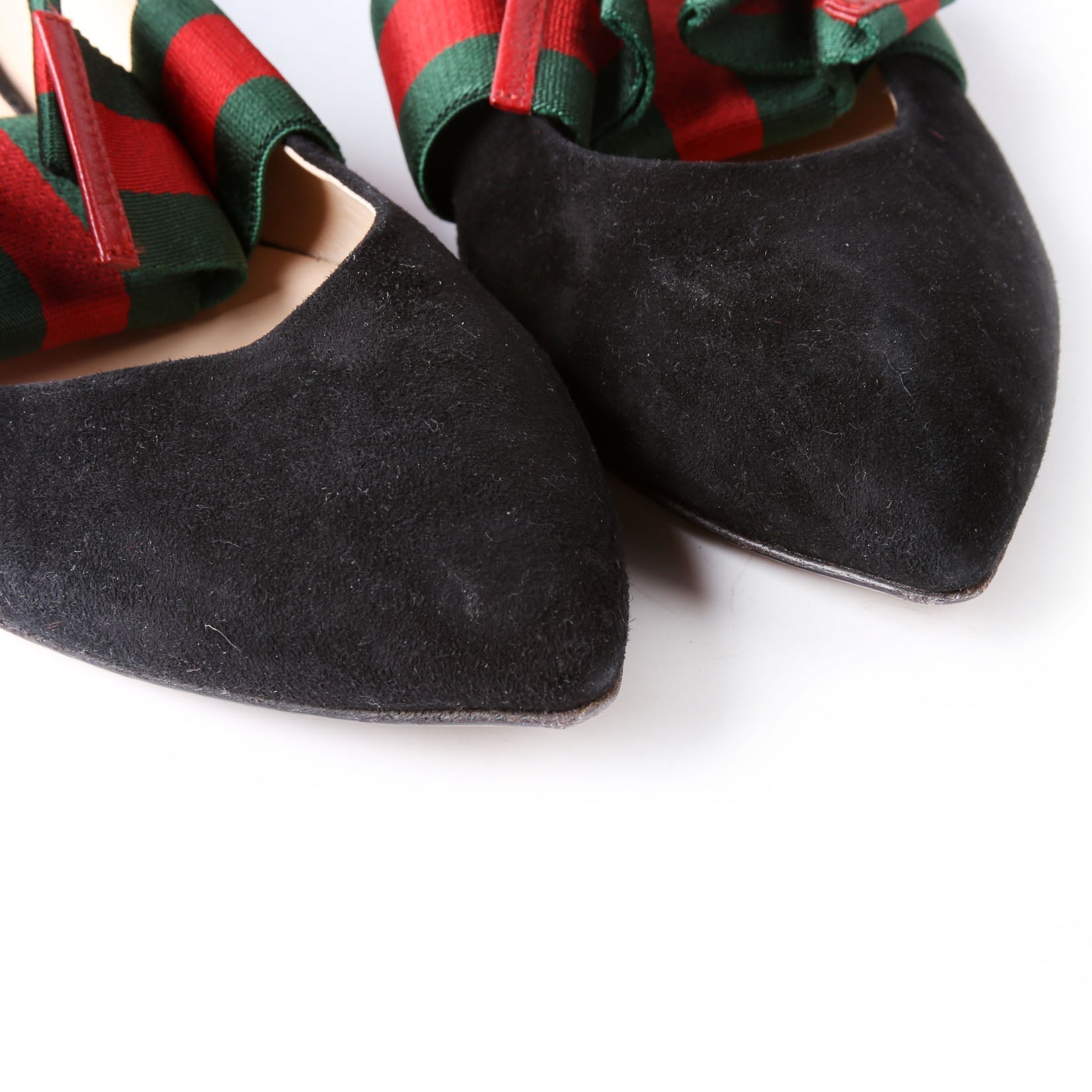 Gucci Sylvie Suede Web Mary Jane Flats Size 40 Black