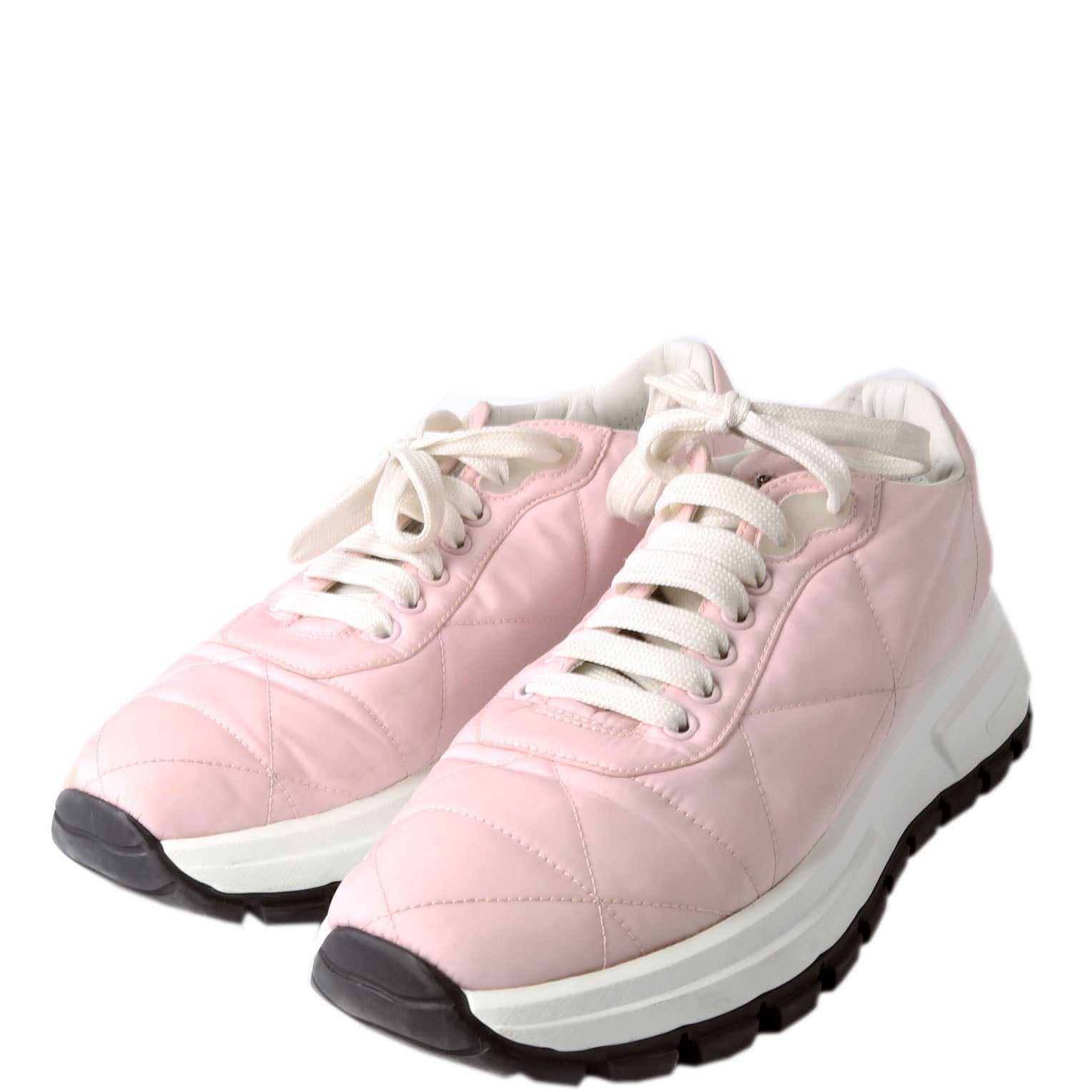 Prada Piuma Runner Quilted Nylon Sneakers Size 37.5 Pink