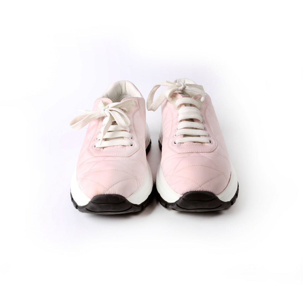Prada Piuma Runner Quilted Nylon Sneakers Size 37.5 Pink