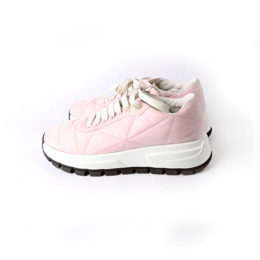 Prada Piuma Runner Quilted Nylon Sneakers Size 37.5 Pink