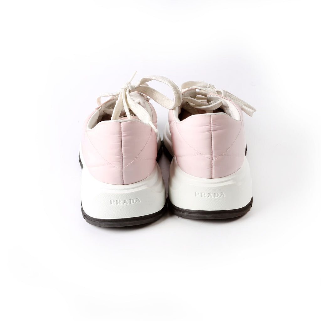 Prada Piuma Runner Quilted Nylon Sneakers Size 37.5 Pink