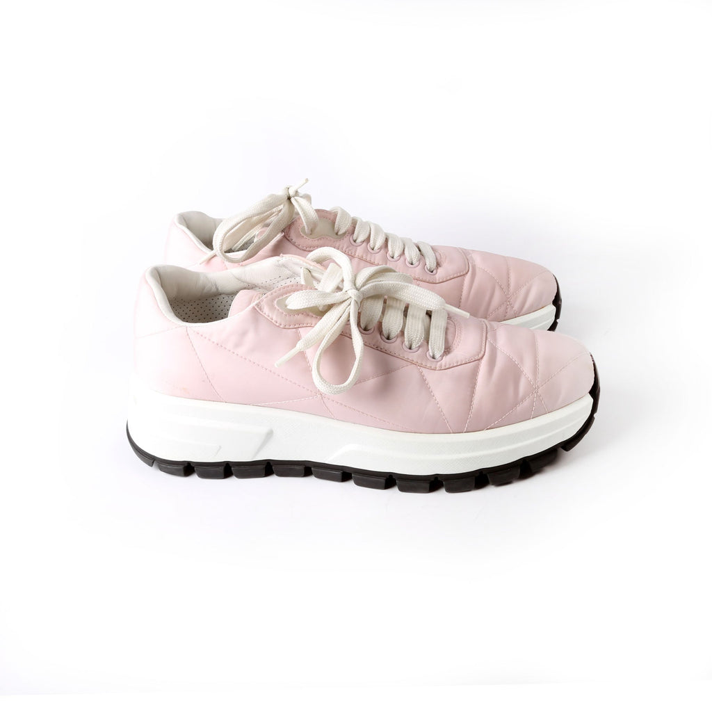 Prada Piuma Runner Quilted Nylon Sneakers Size 37.5 Pink