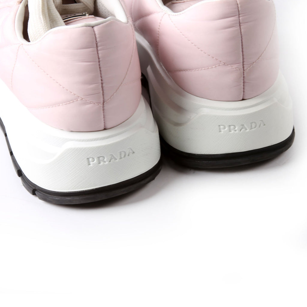 Prada Piuma Runner Quilted Nylon Sneakers Size 37.5 Pink
