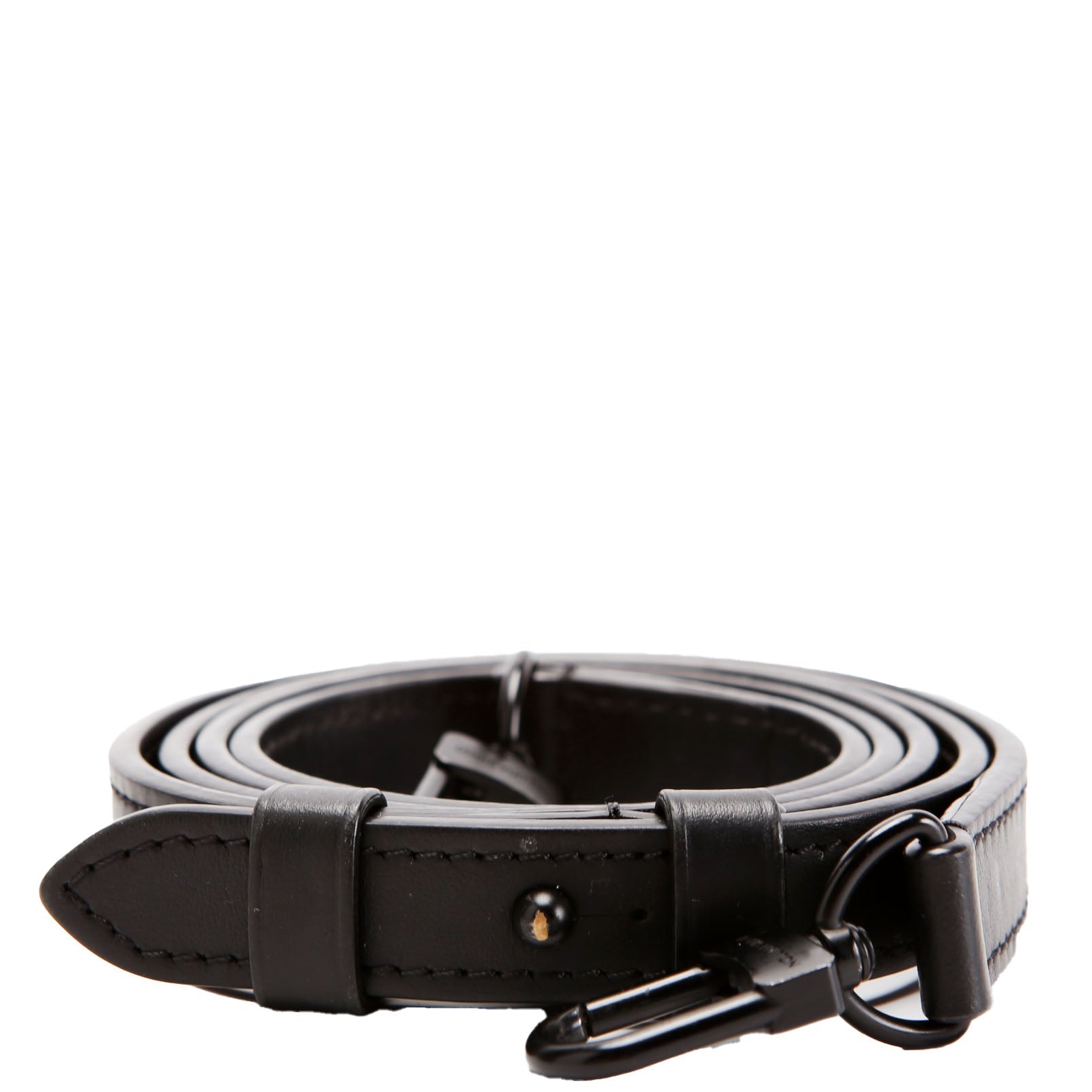 S Lock Leather Adjustable Strap Black