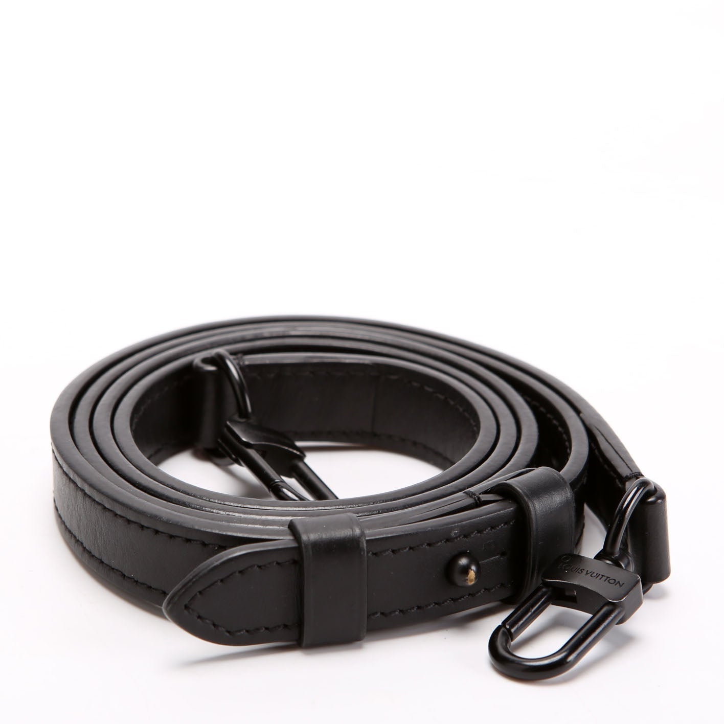 S Lock Leather Adjustable Strap Black