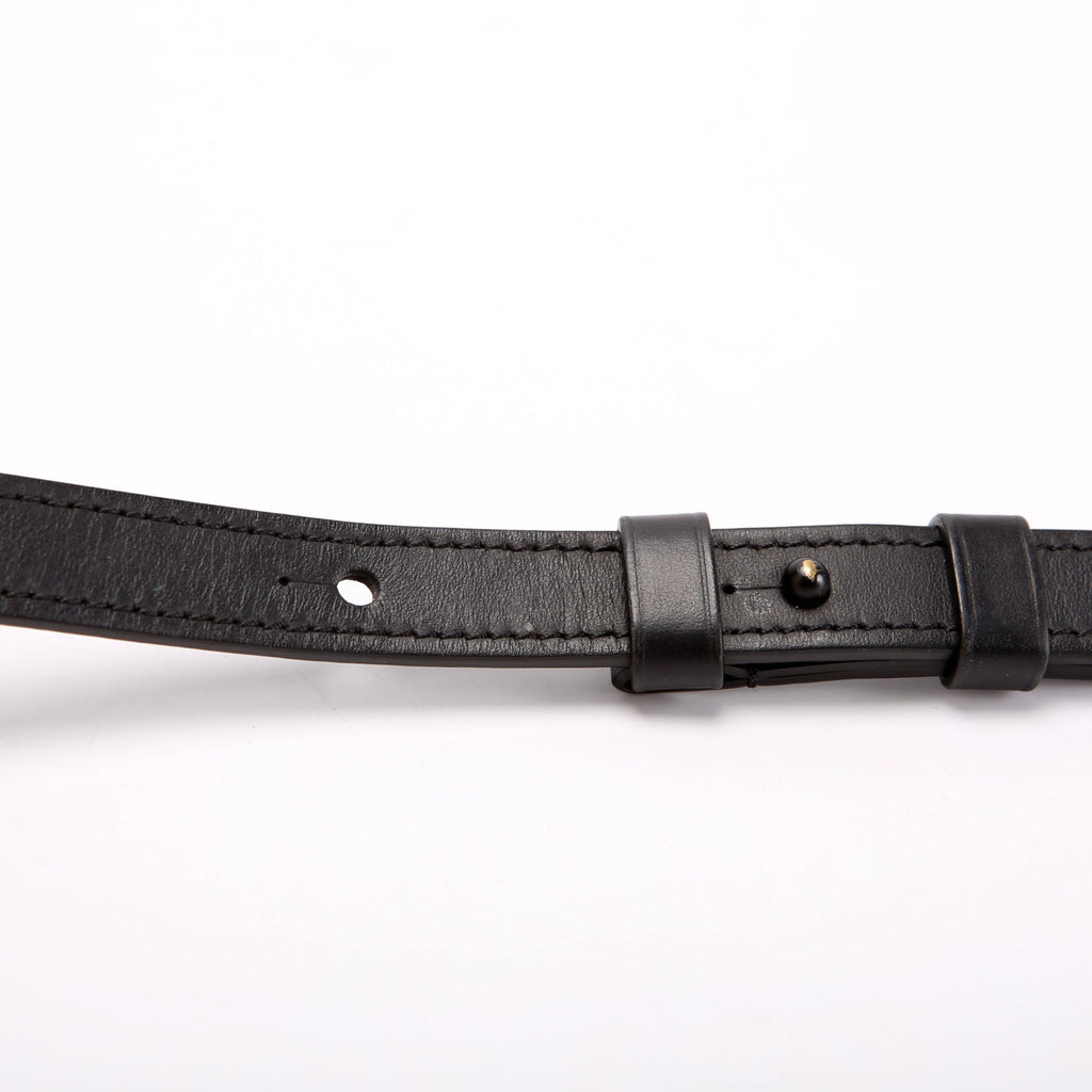 S Lock Leather Adjustable Strap Black