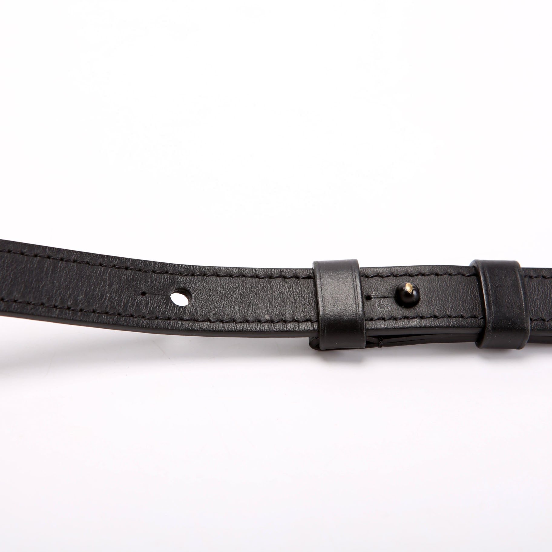 S Lock Leather Adjustable Strap Black
