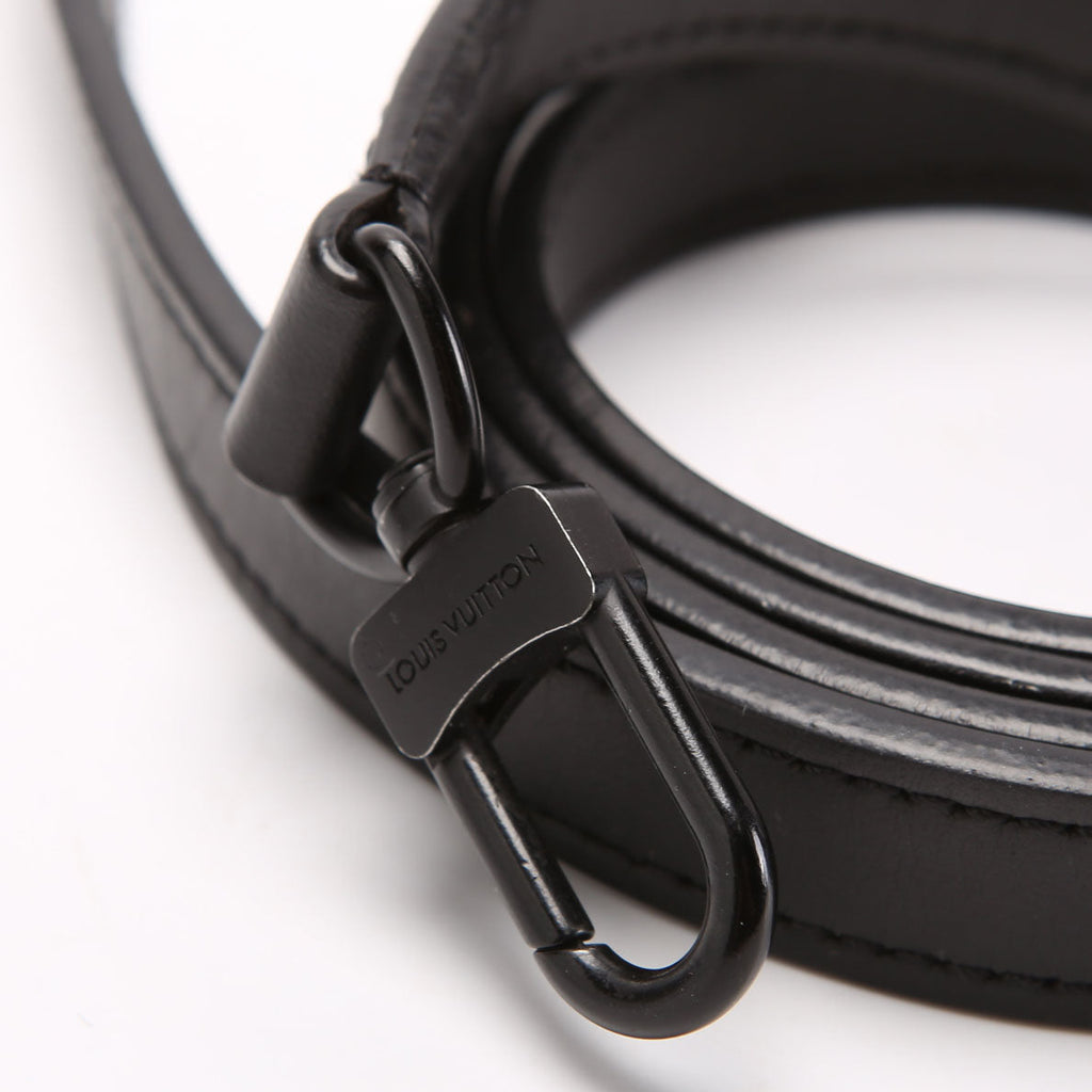 S Lock Leather Adjustable Strap Black