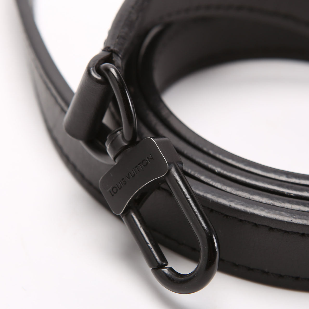 S Lock Leather Adjustable Strap Black