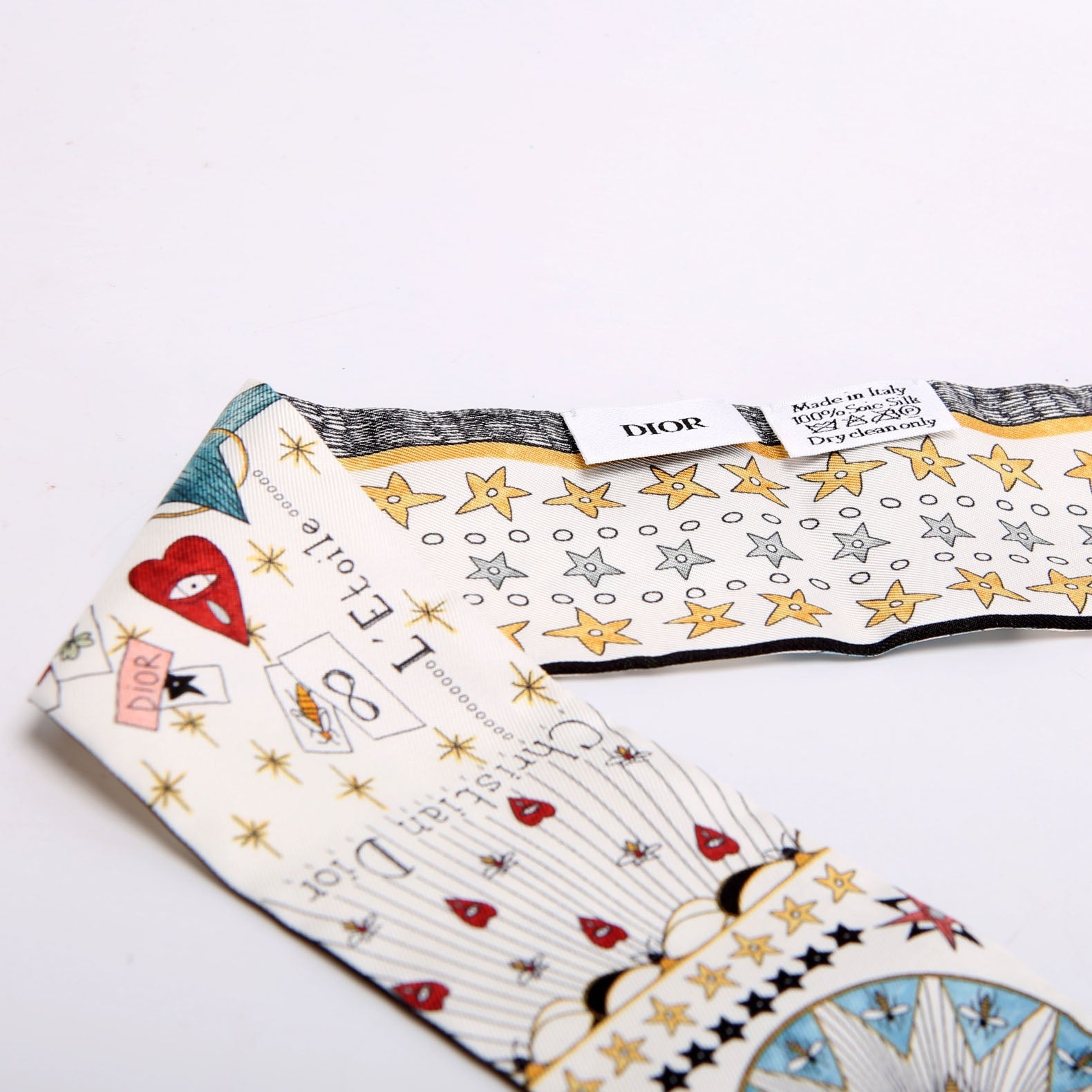 L'Etoile Tarot Mitzah Twilly Silk Scarf White/Multicolor