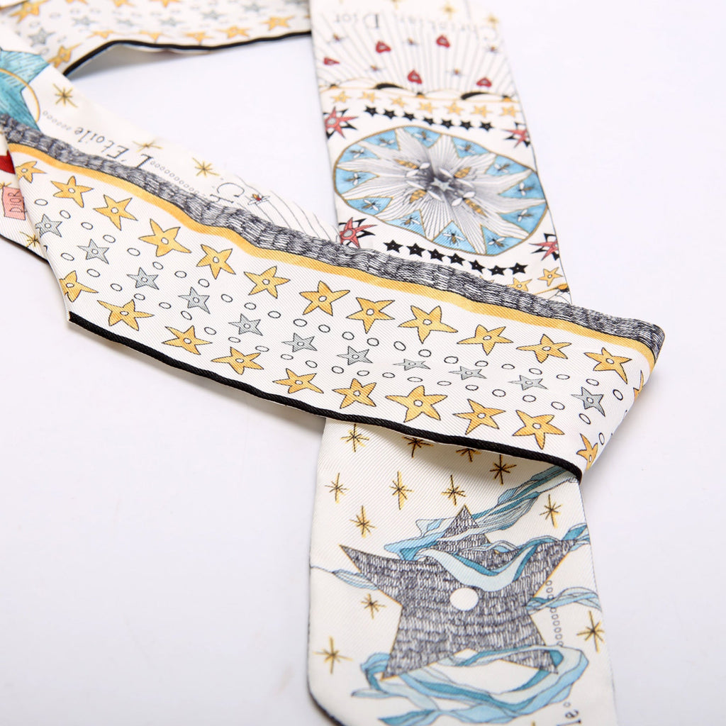 L'Etoile Tarot Mitzah Twilly Silk Scarf White/Multicolor