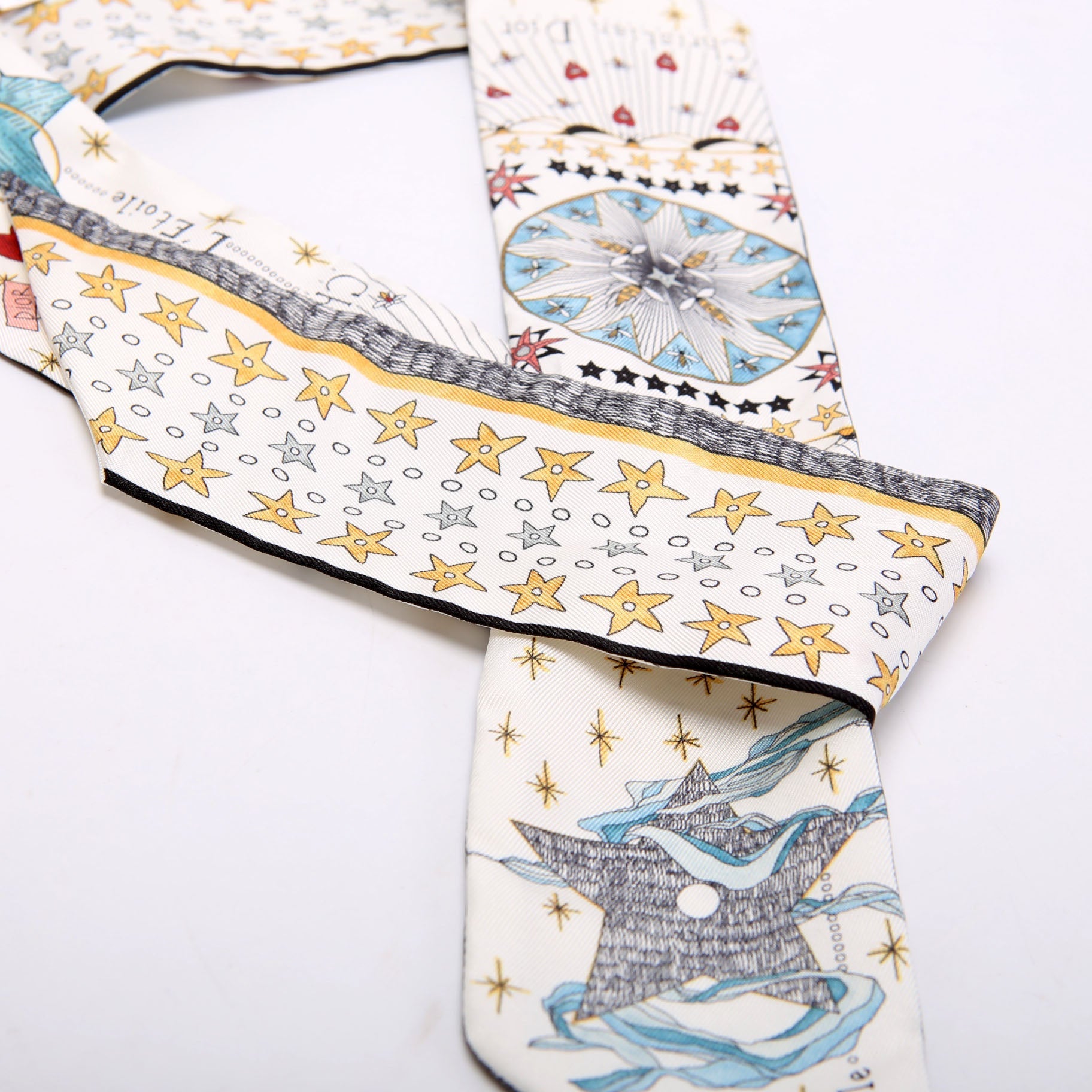 L'Etoile Tarot Mitzah Twilly Silk Scarf White/Multicolor