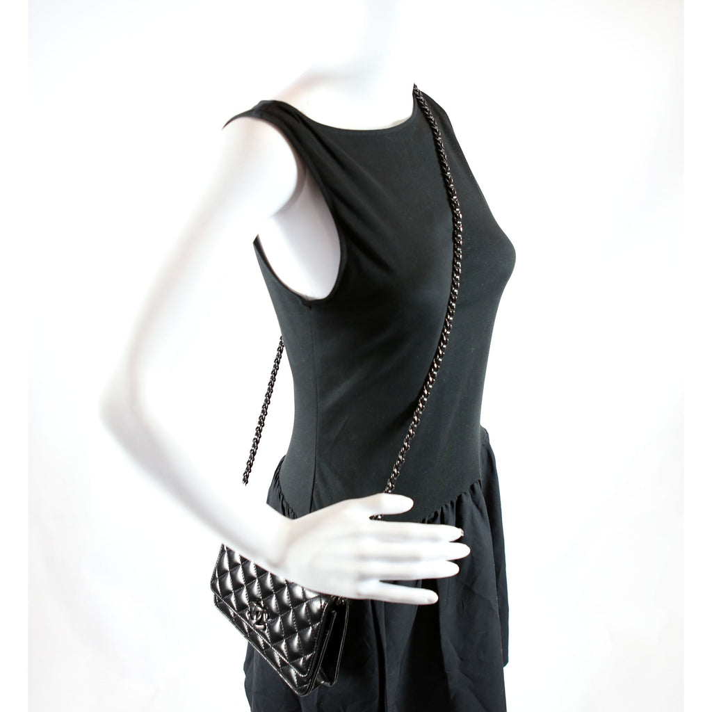 Woc Quilted Shiny Calfskin So Black RFID