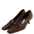 Prada Suede Loafer Kitten Heels Size 41 Brown