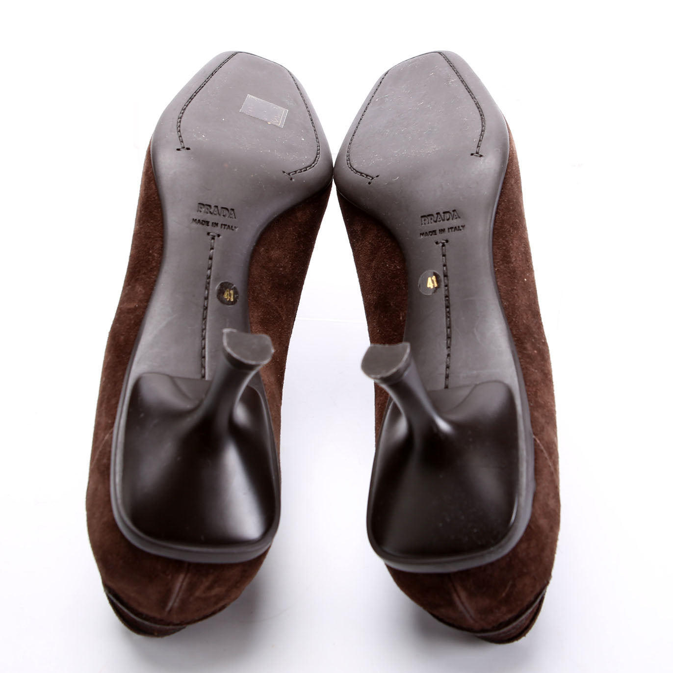 Prada Suede Loafer Kitten Heels Size 41 Brown