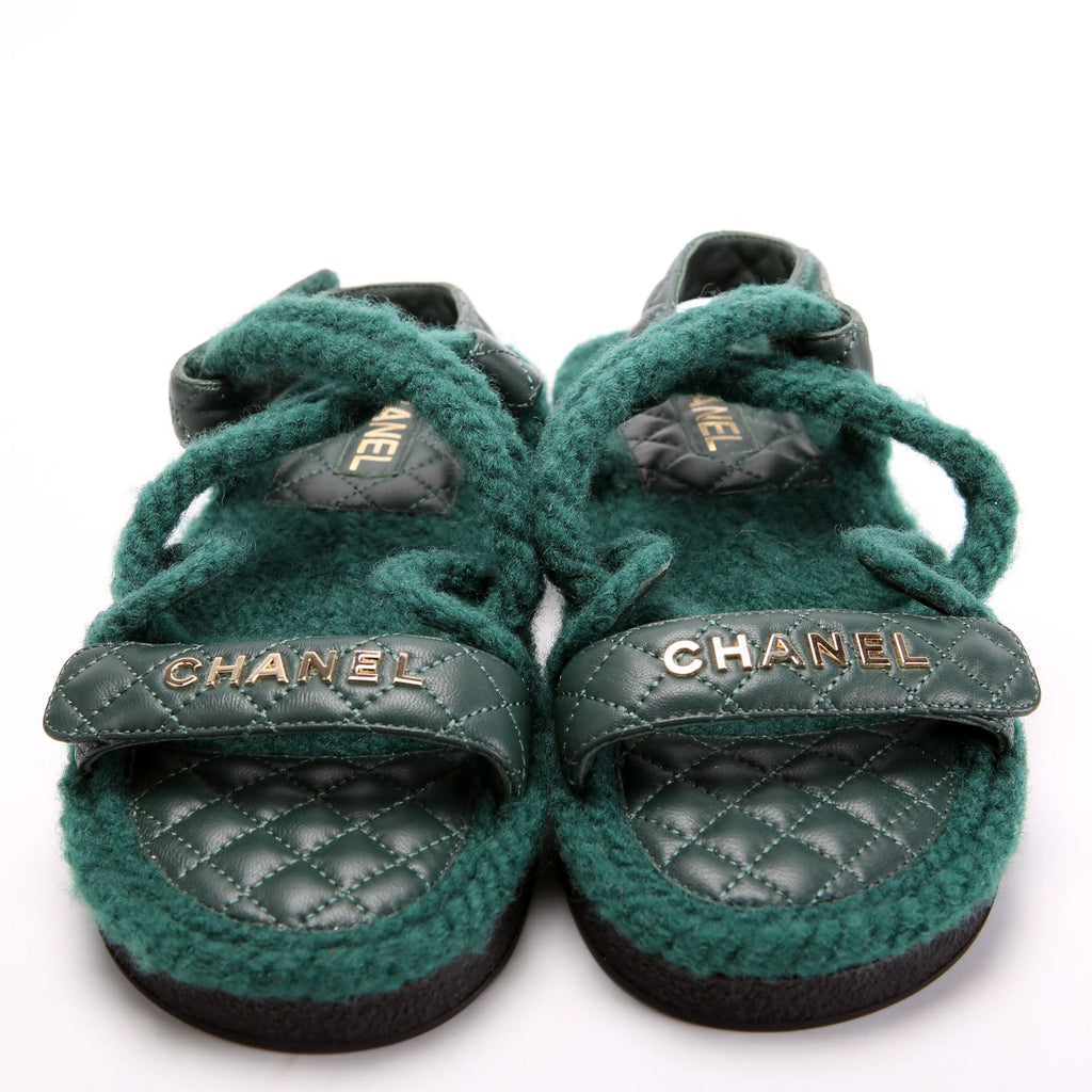 CC Quilted Rope Sandals Size 41 Green