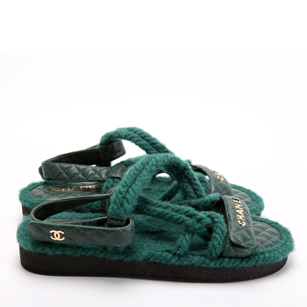 CC Quilted Rope Sandals Size 41 Green