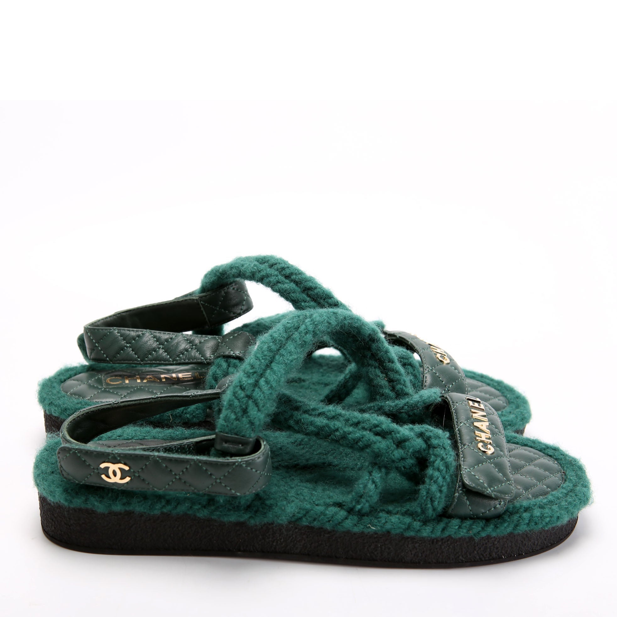 CC Quilted Rope Sandals Size 41 Green