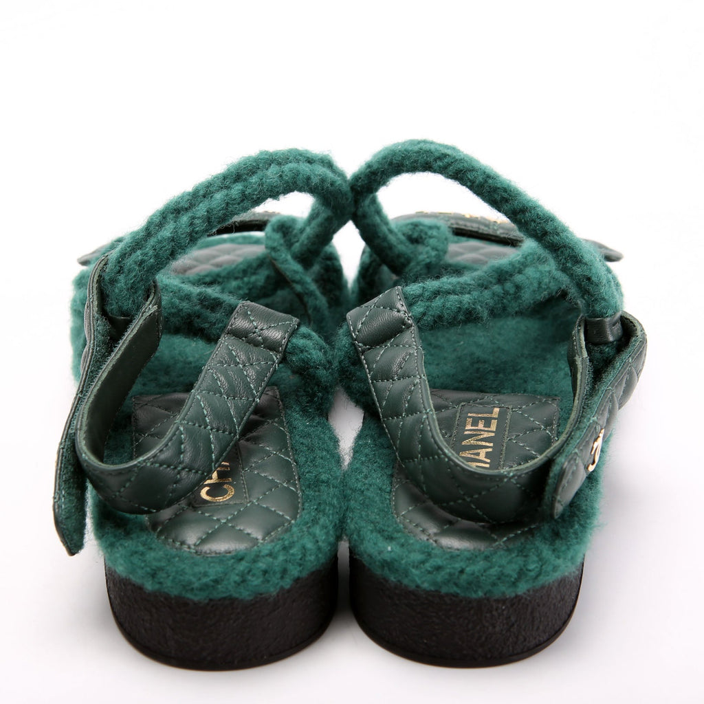 CC Quilted Rope Sandals Size 41 Green