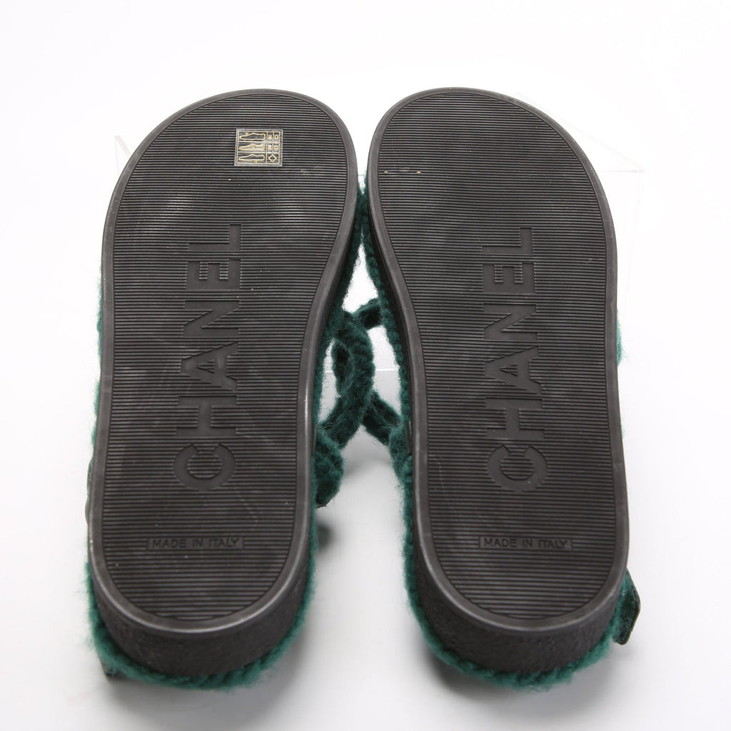 CC Quilted Rope Sandals Size 41 Green