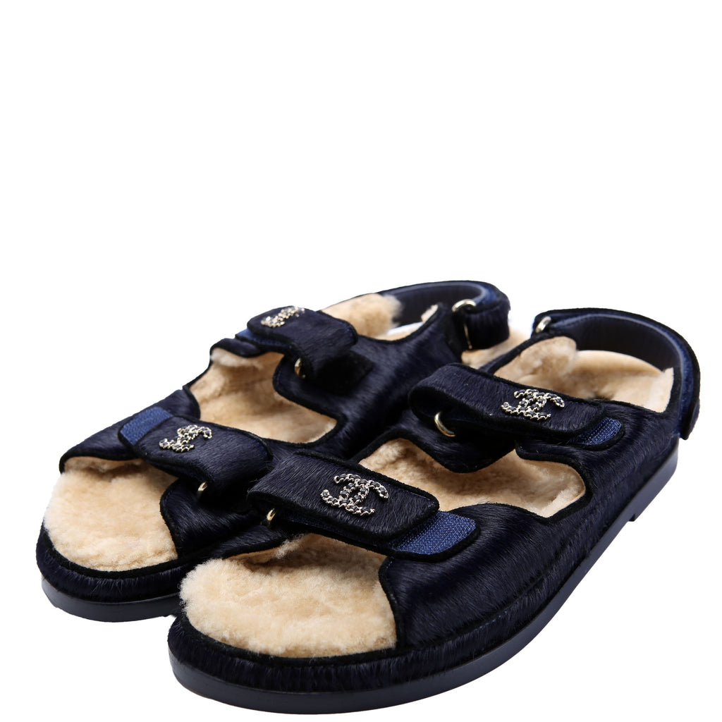 CC Dad Sandals Calf Hair Shearling Size 40