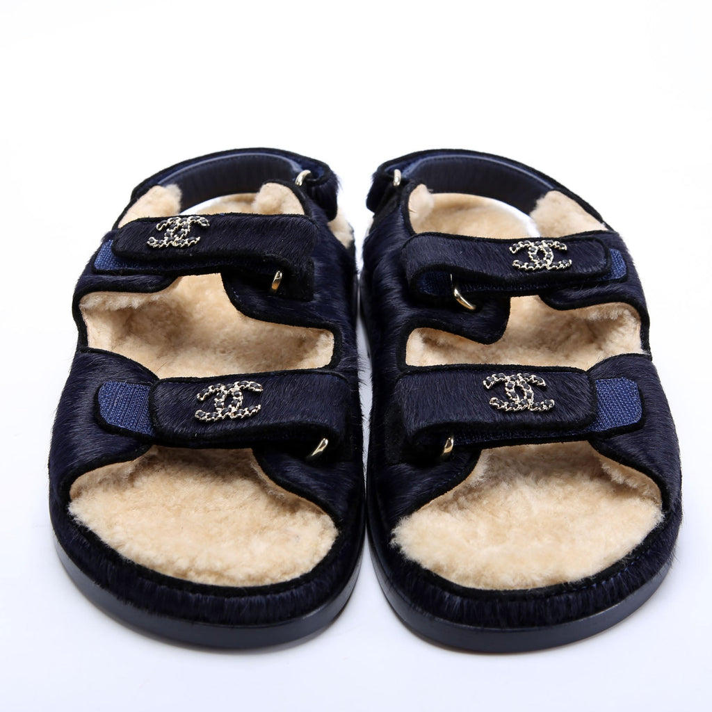 CC Dad Sandals Calf Hair Shearling Size 40