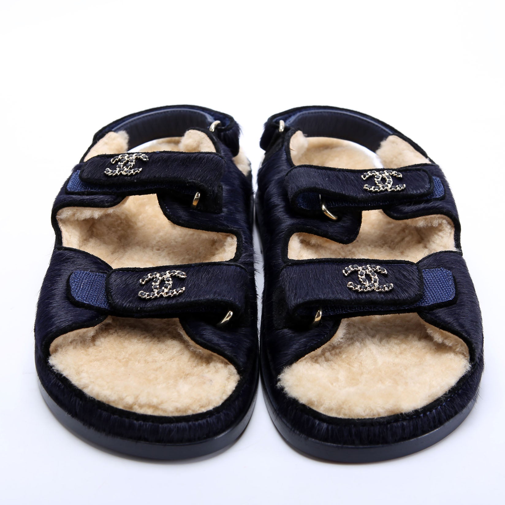 CC Dad Sandals Calf Hair Shearling Size 40