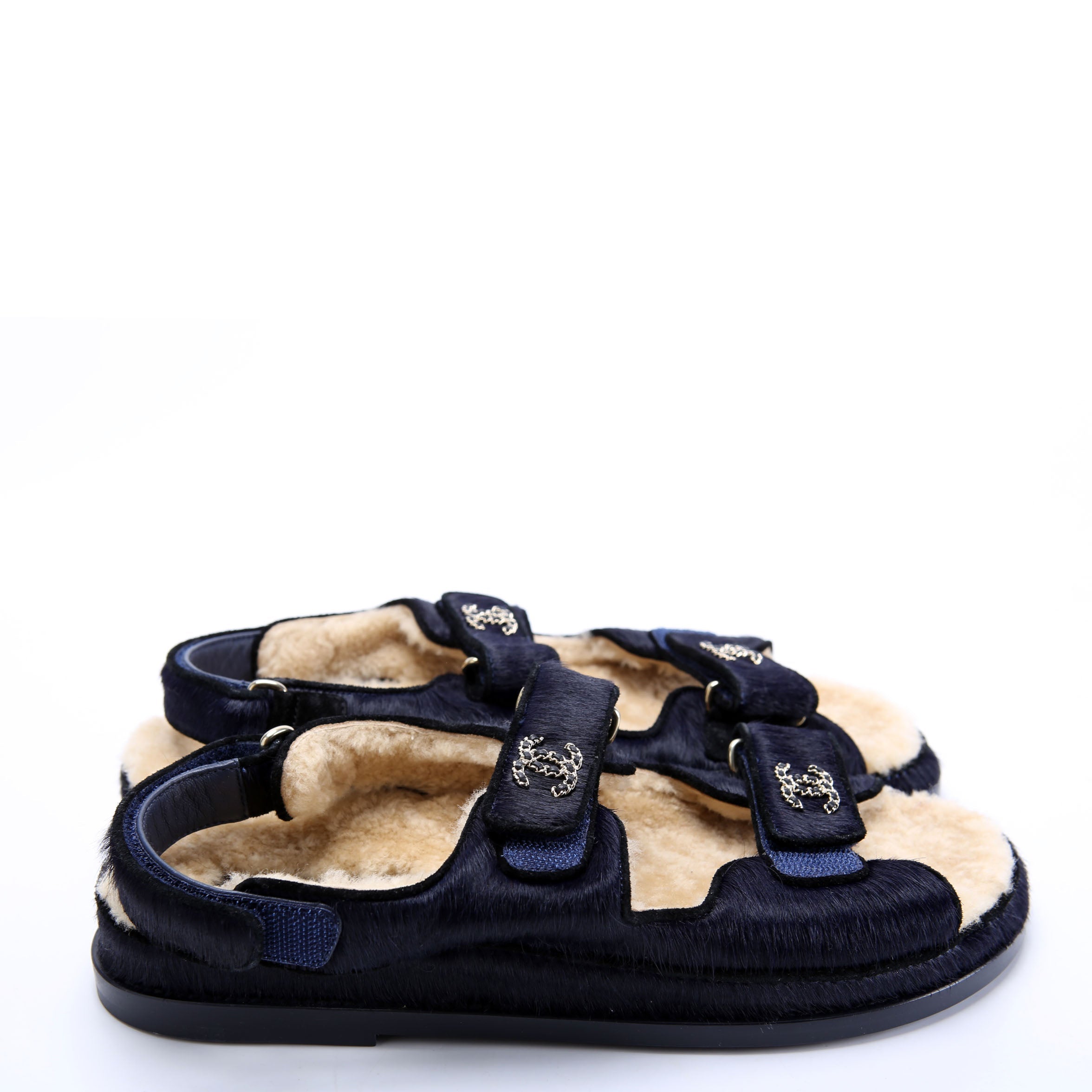 CC Dad Sandals Calf Hair Shearling Size 40