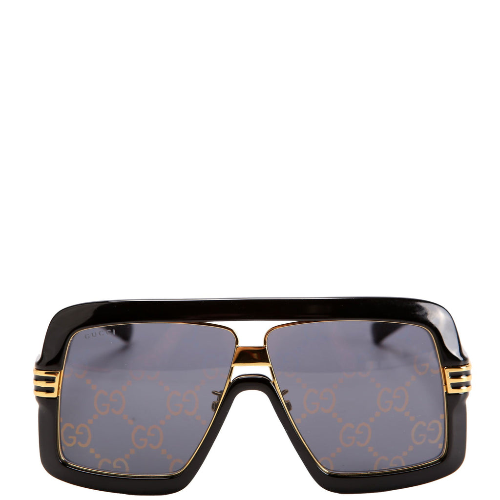 GG0900S Acetate Shield Sunglasses Black/Gold