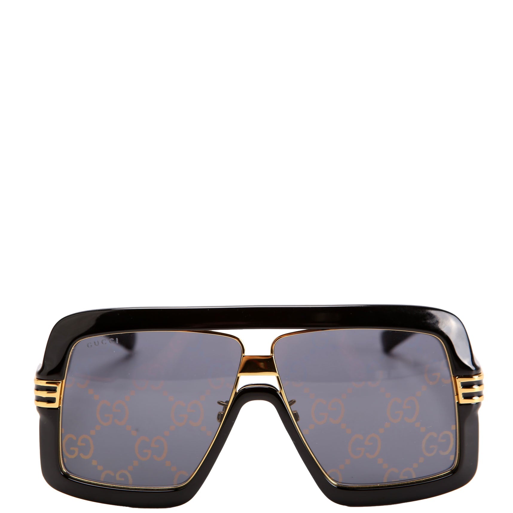 GG0900S Acetate Shield Sunglasses Black/Gold