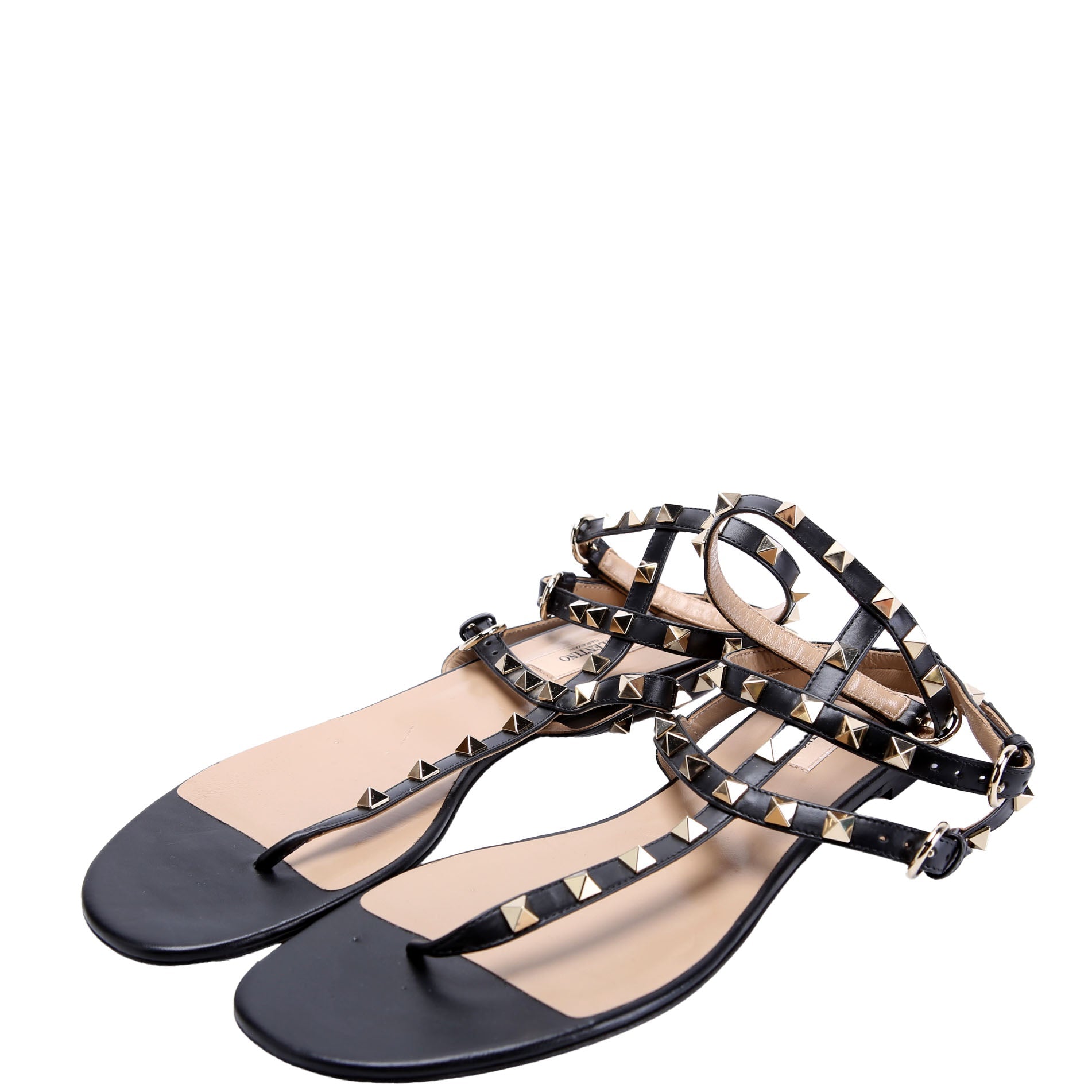 Rockstud Caged Sandals Size 41 Black