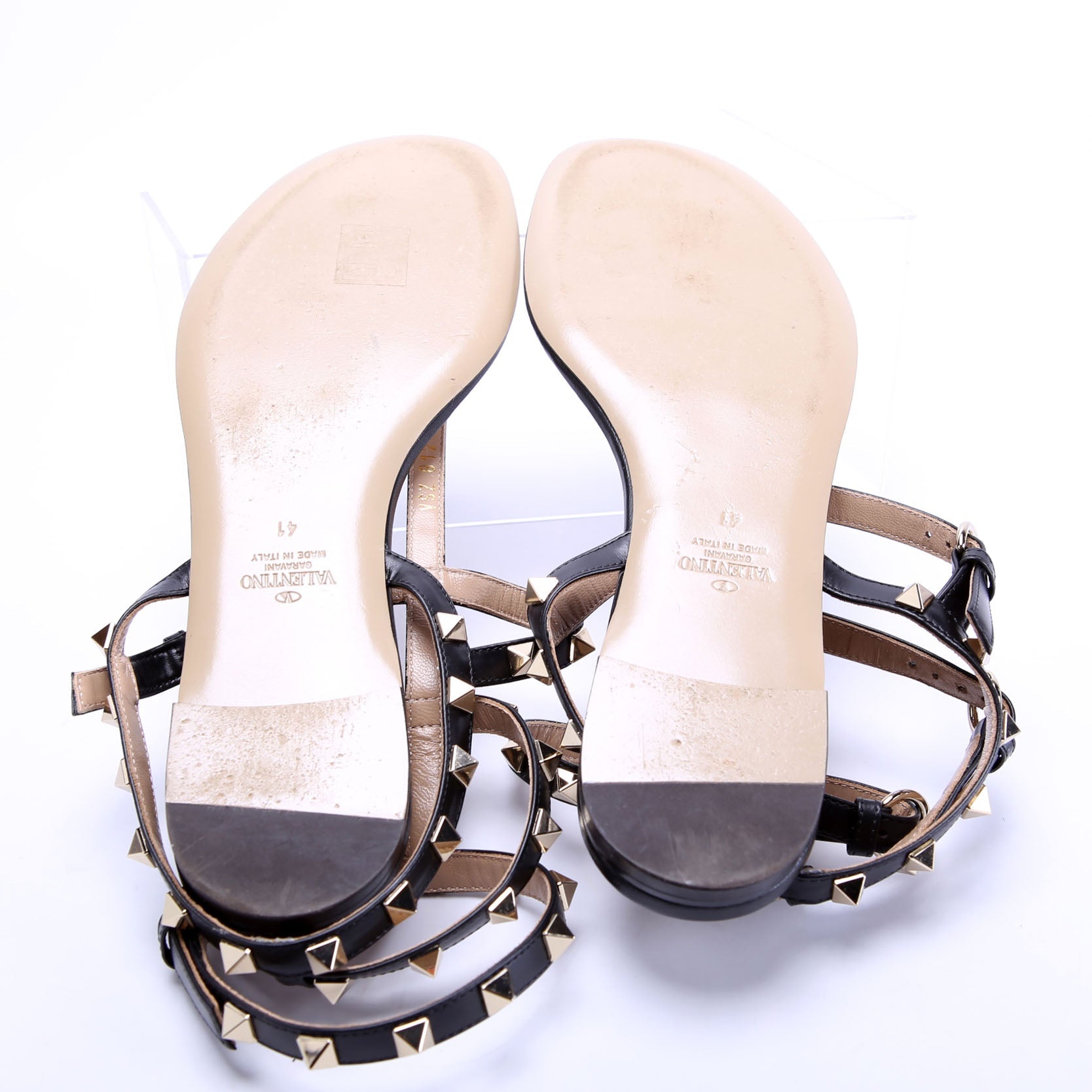 Rockstud Caged Sandals Size 41 Black