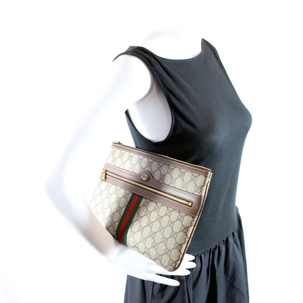 Gucci 517551 GG Supreme Ophidia Pouch Brown