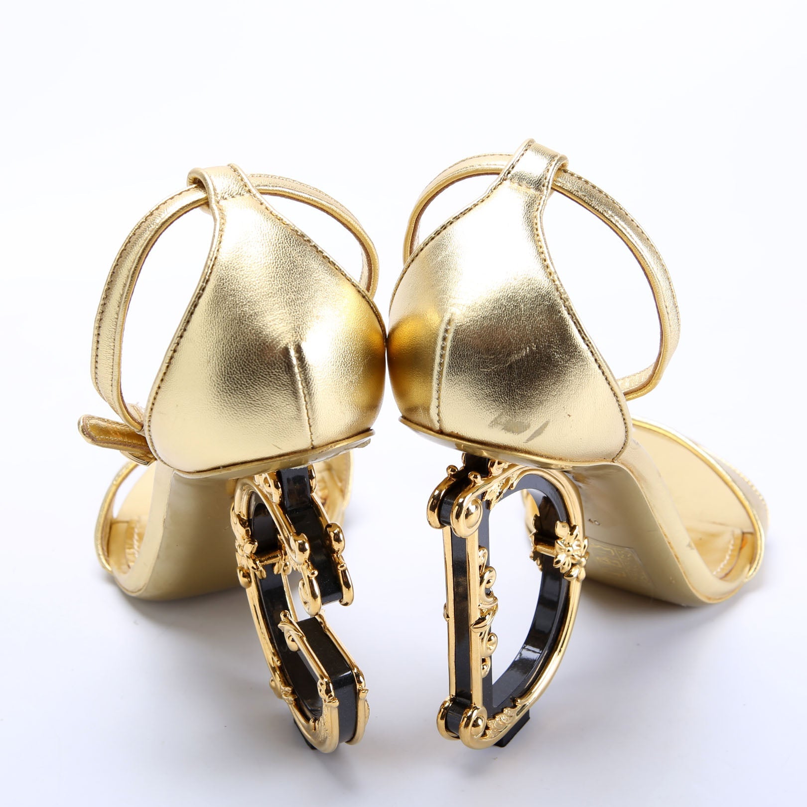 Sculpted Baroque Logo Heels Size 40 Gold