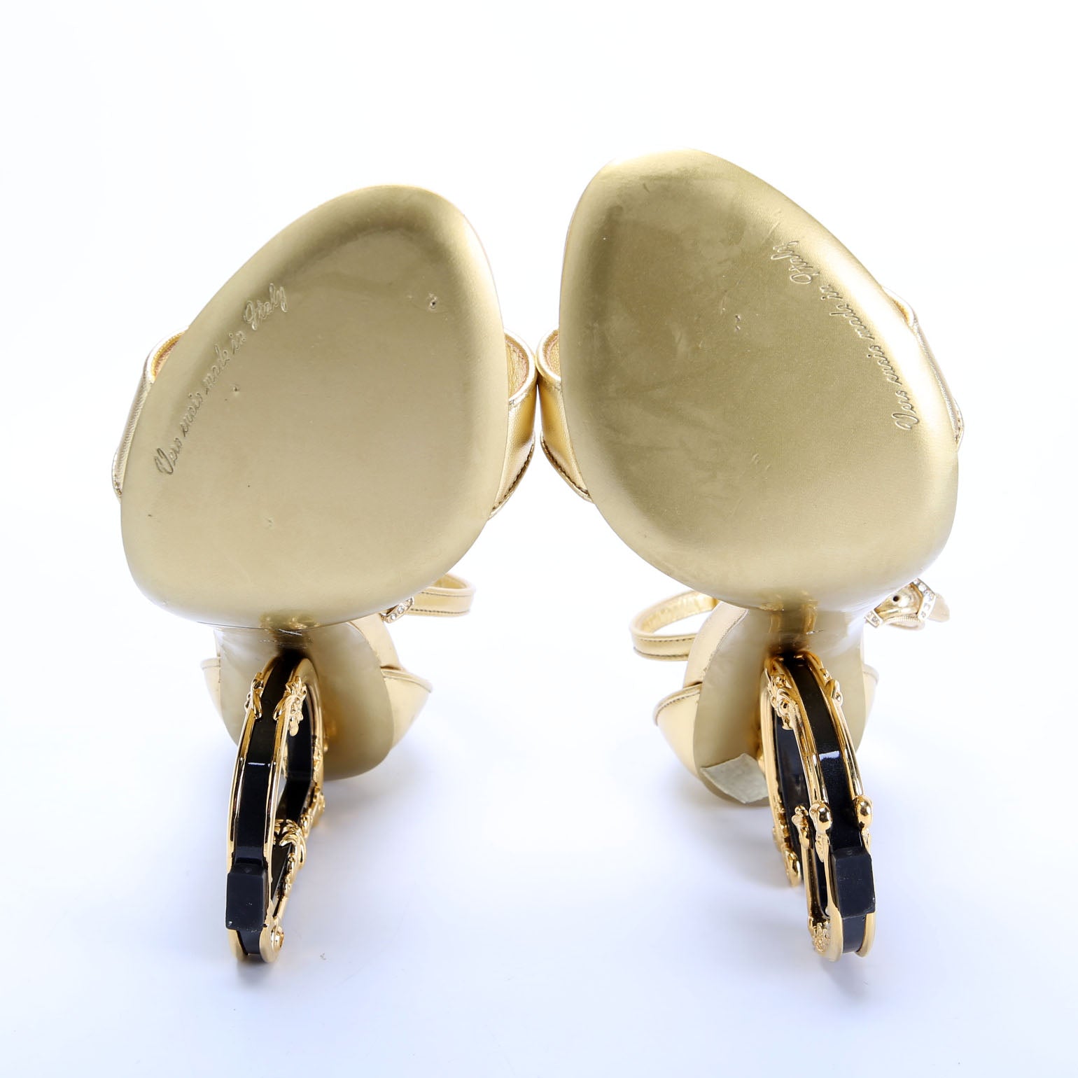 Sculpted Baroque Logo Heels Size 40 Gold