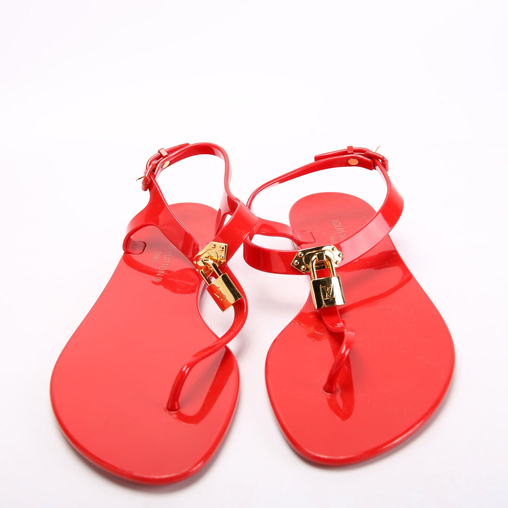 LV Rubber Thong Sandals Size 40 Red