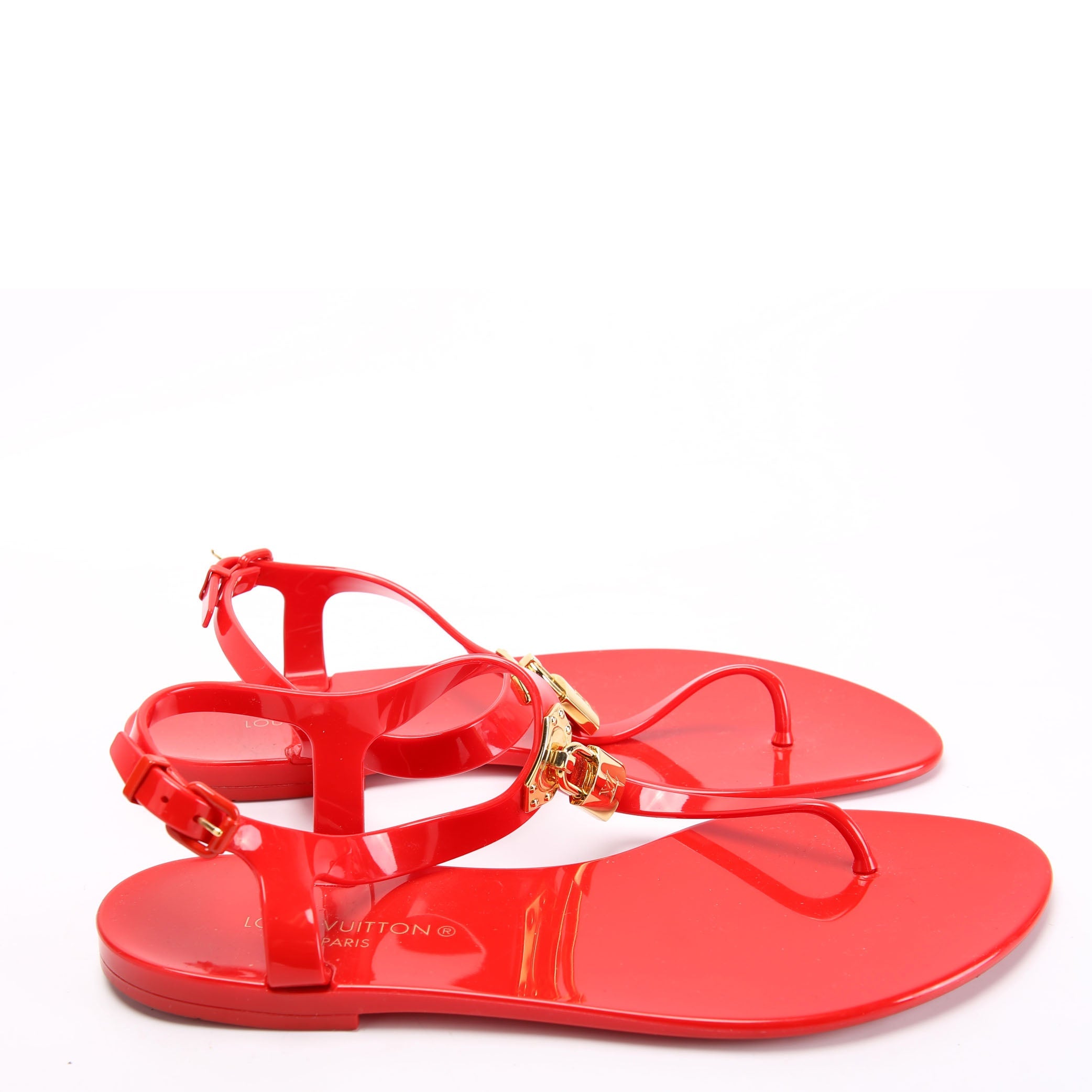 LV Rubber Thong Sandals Size 40 Red