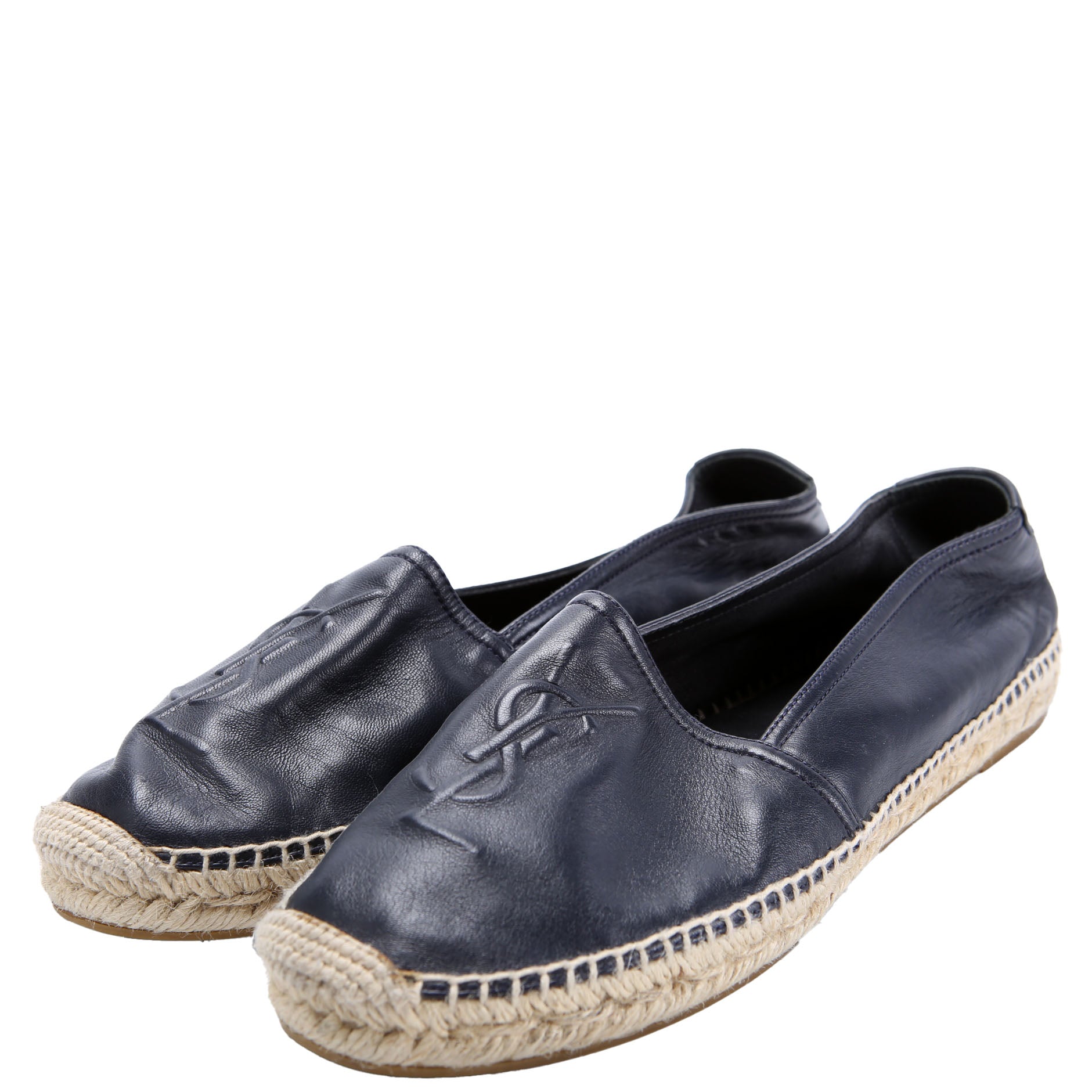 YSL Logo Espadrilles Size 40.5 Navy
