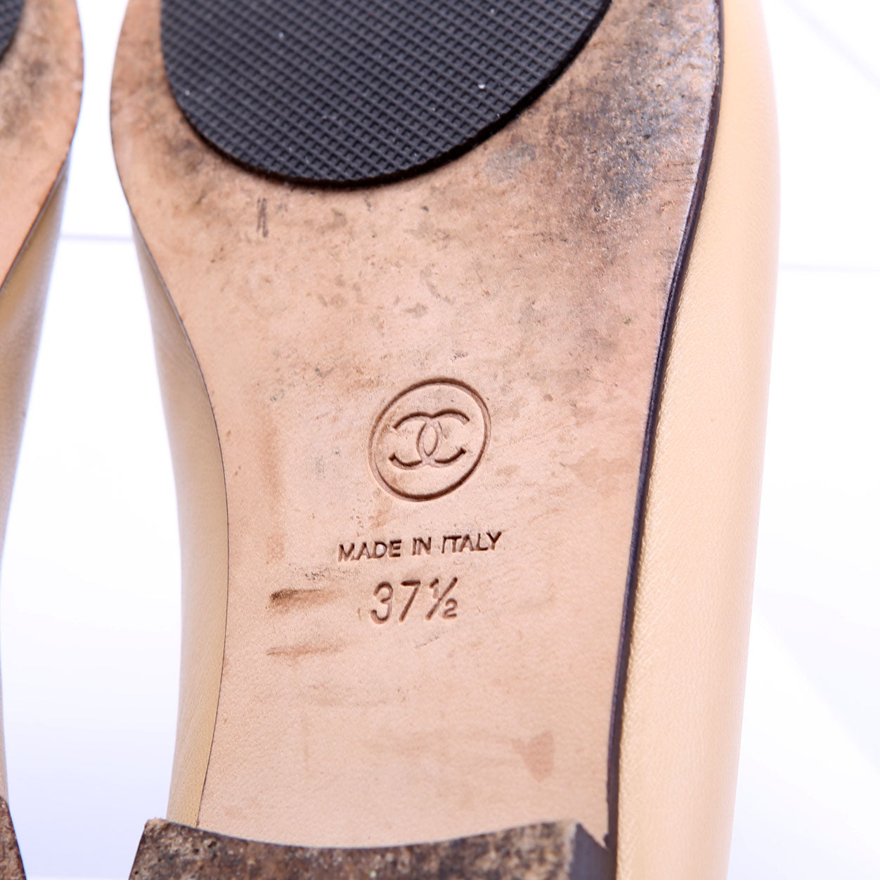 Cap Toe Ballet Flats Size 37.5 Tan/Black