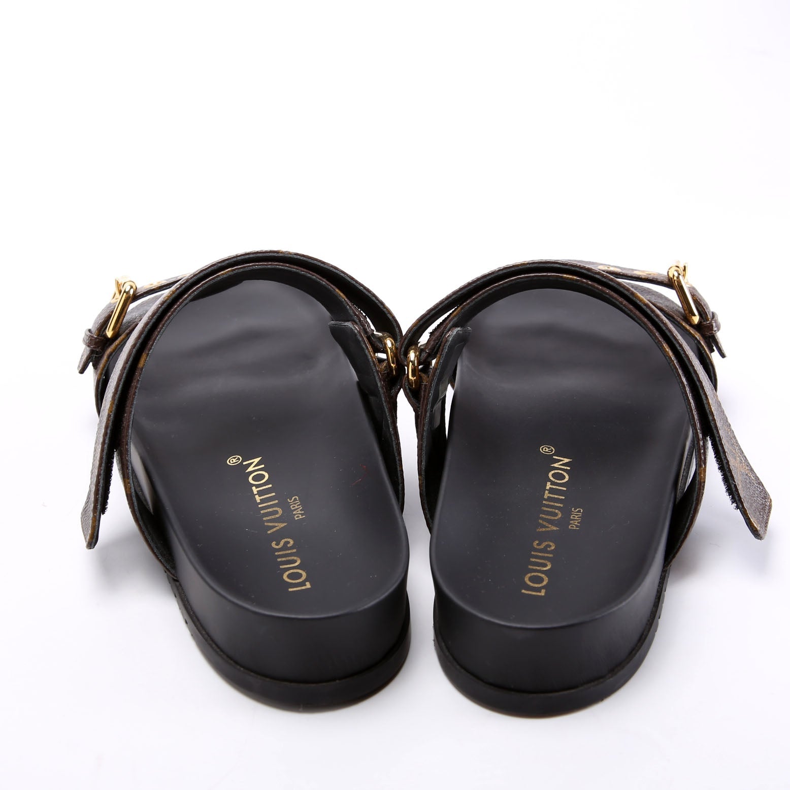 Bom Dia Flat Mules Monogram Size 39.5 Brown/Black