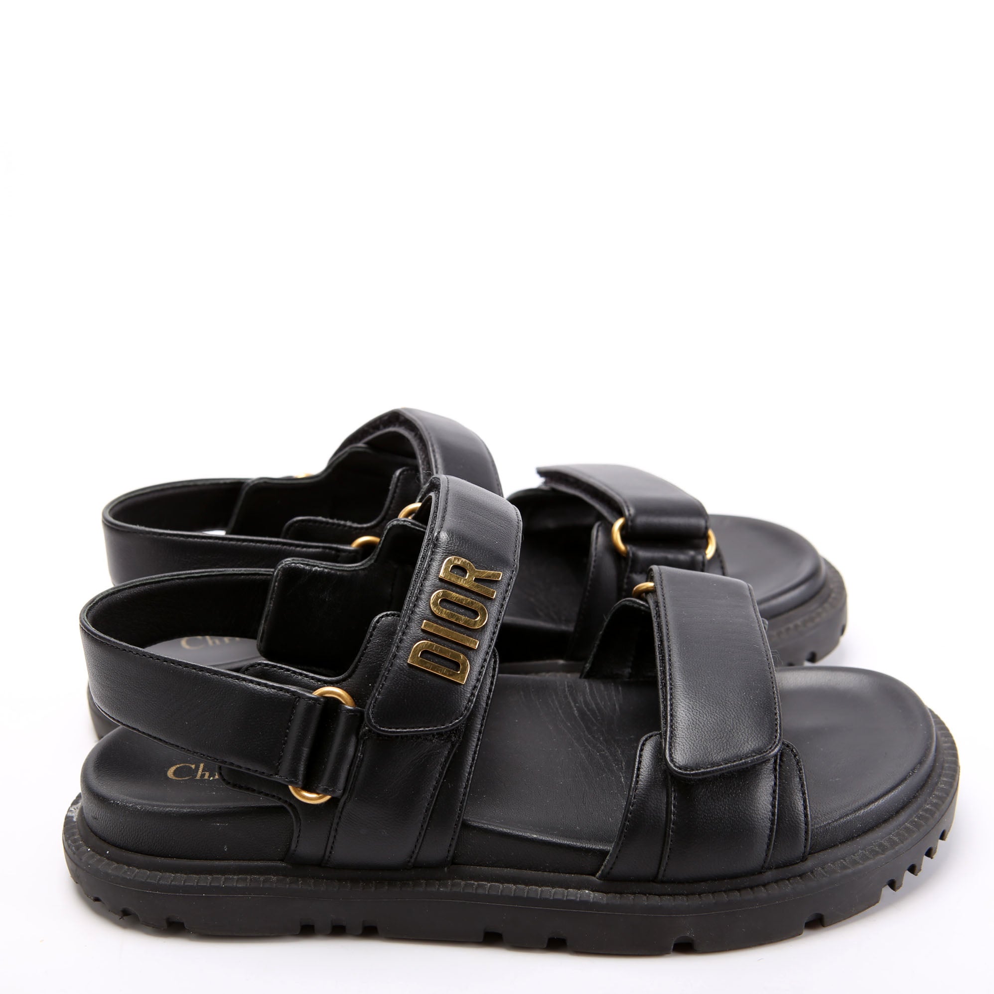 Dioract Leather Sandals Size 37.5 Black