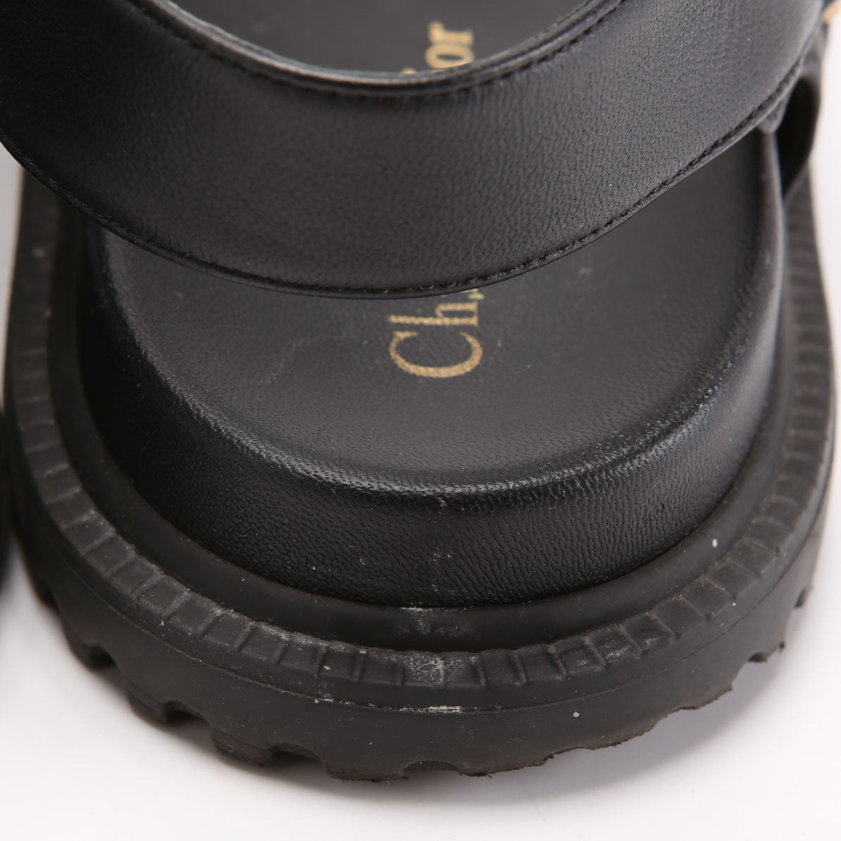 Dioract Leather Sandals Size 37.5 Black