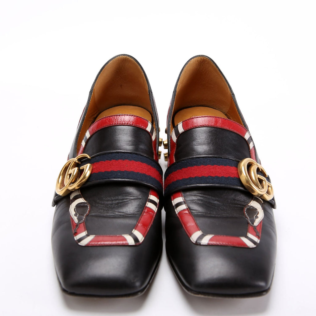 Yoko Snake Loafers Size 37.5 Black/Red