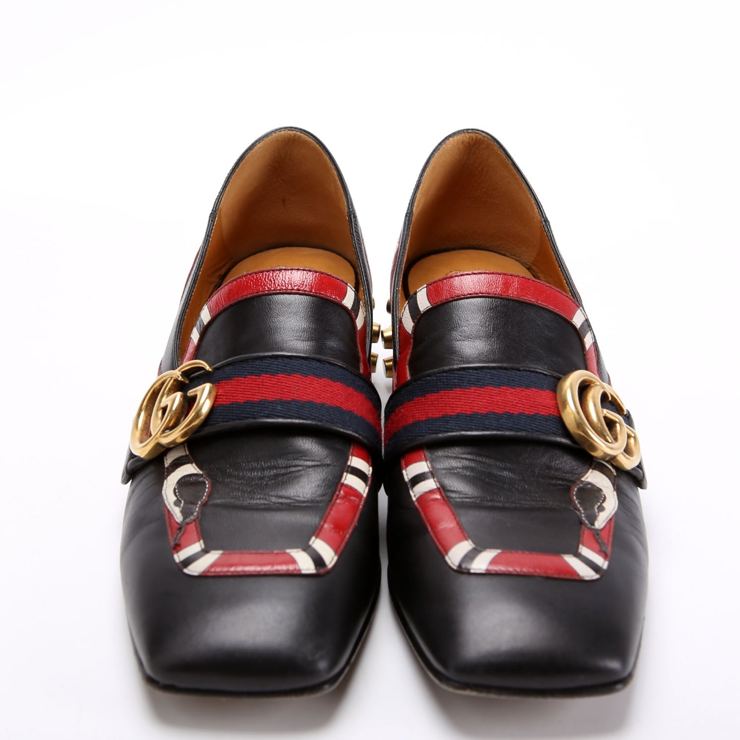 Yoko Snake Loafers Size 37.5 Black/Red
