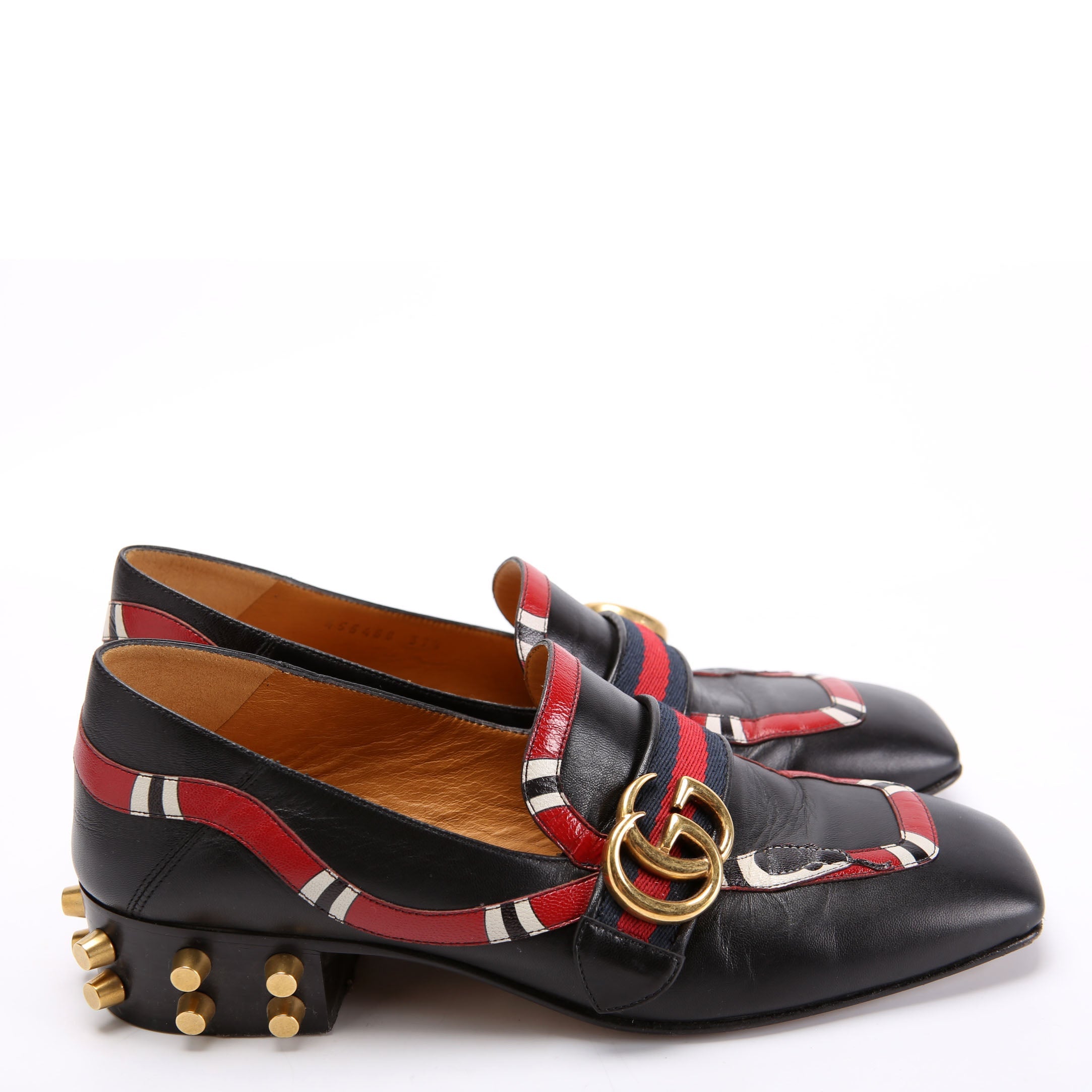Yoko Snake Loafers Size 37.5 Black/Red