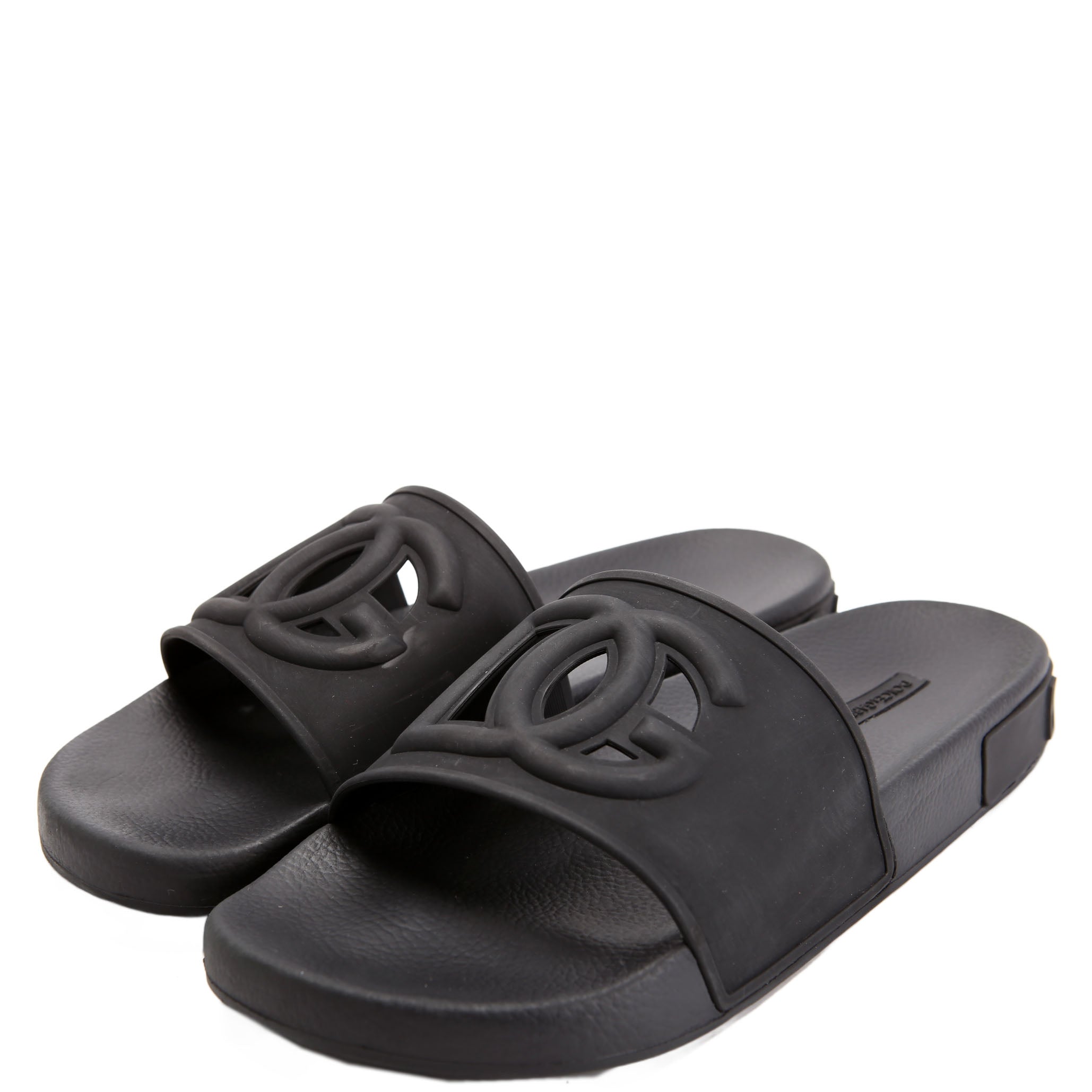 DG Logo Rubber Beachwear Slides Size 41 Black