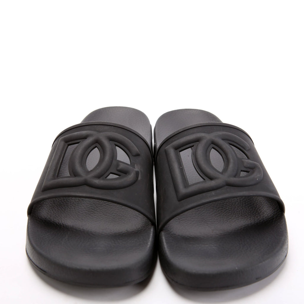DG Logo Rubber Beachwear Slides Size 41 Black