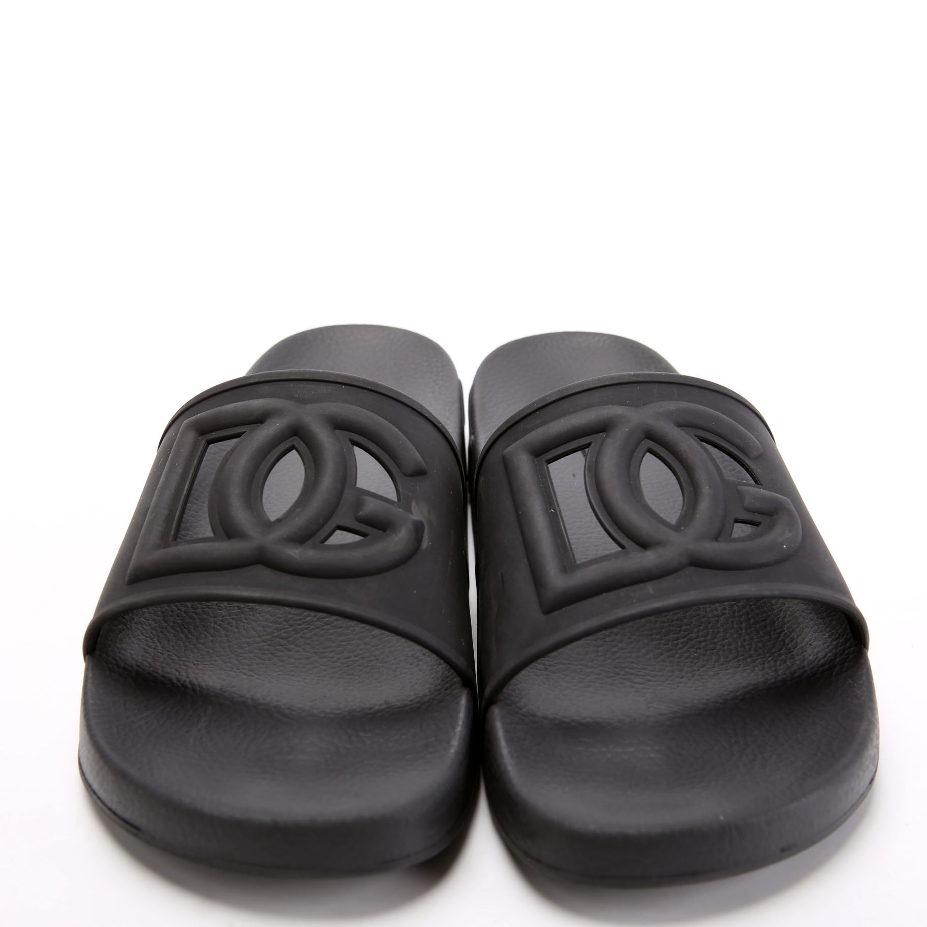 DG Logo Rubber Beachwear Slides Size 41 Black