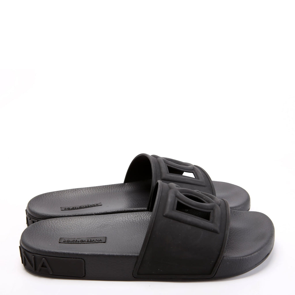 DG Logo Rubber Beachwear Slides Size 41 Black