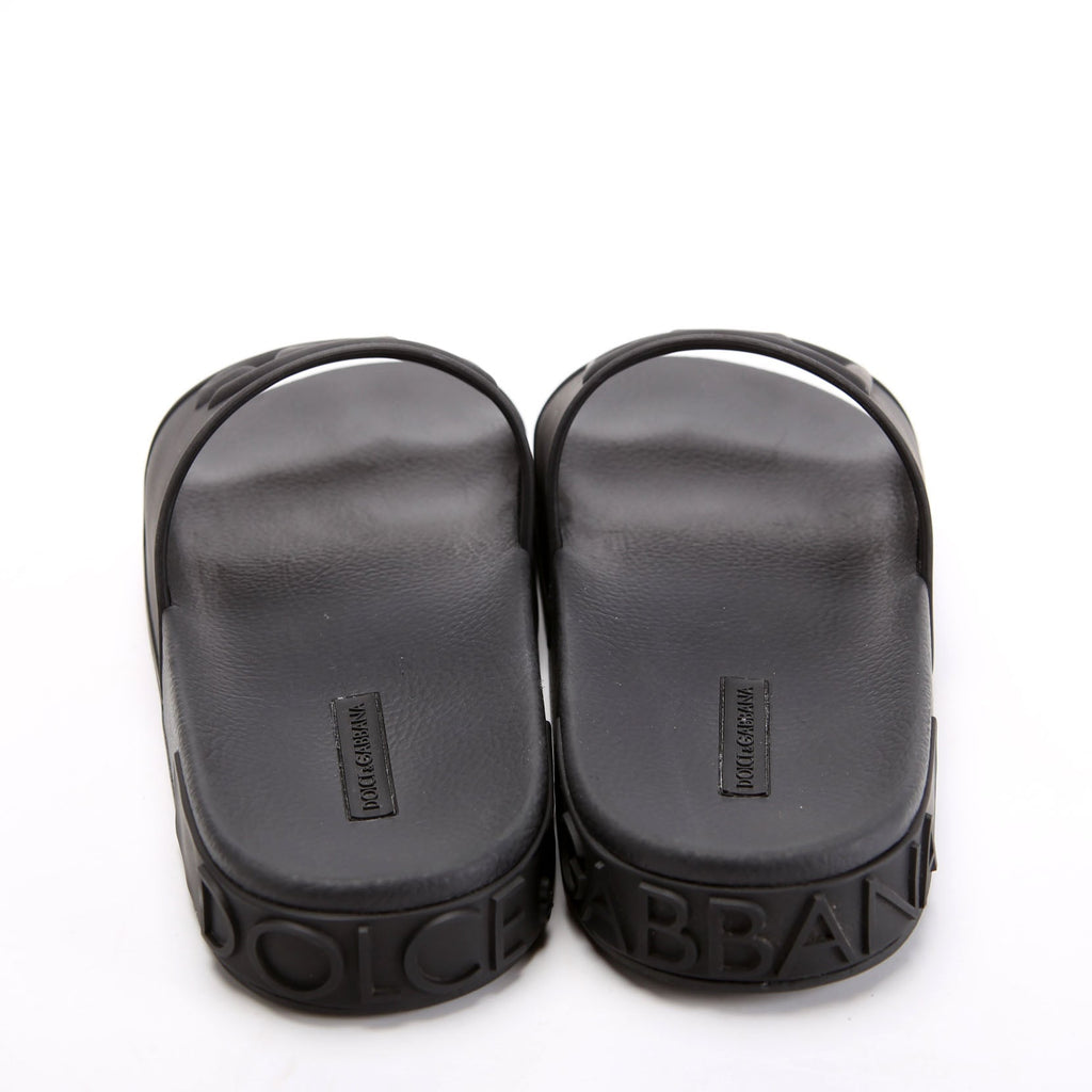 DG Logo Rubber Beachwear Slides Size 41 Black